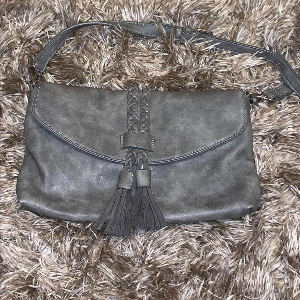 Gray cross body bag